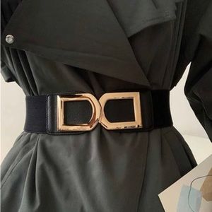 Elegant Victorian Gold Bucket Faux Leather Stretchy Elastic Belt